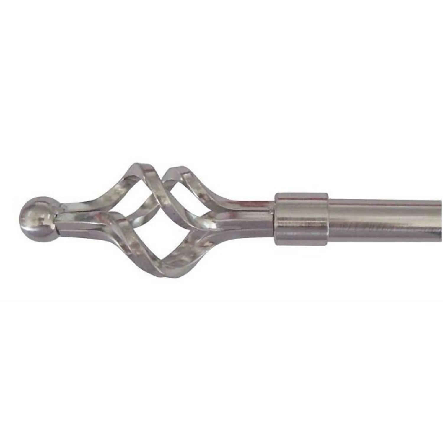 Extendable Brushed Chrome Curtain Pole With Cage Finial - 0.7-1.2m 3 Extendable Brushed Chrome Curtain Pole With Cage Finial - 0.7-1.2m
