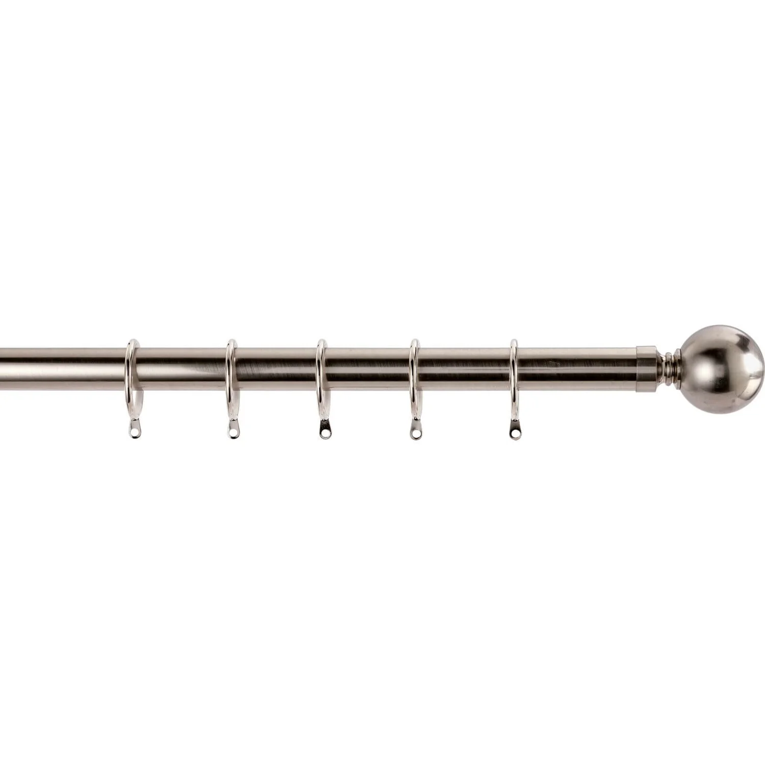 Satin Steel Fixed Curtain Pole & Ball Finial - 1.2m 3 Satin Steel Fixed Curtain Pole & Ball Finial - 1.2m