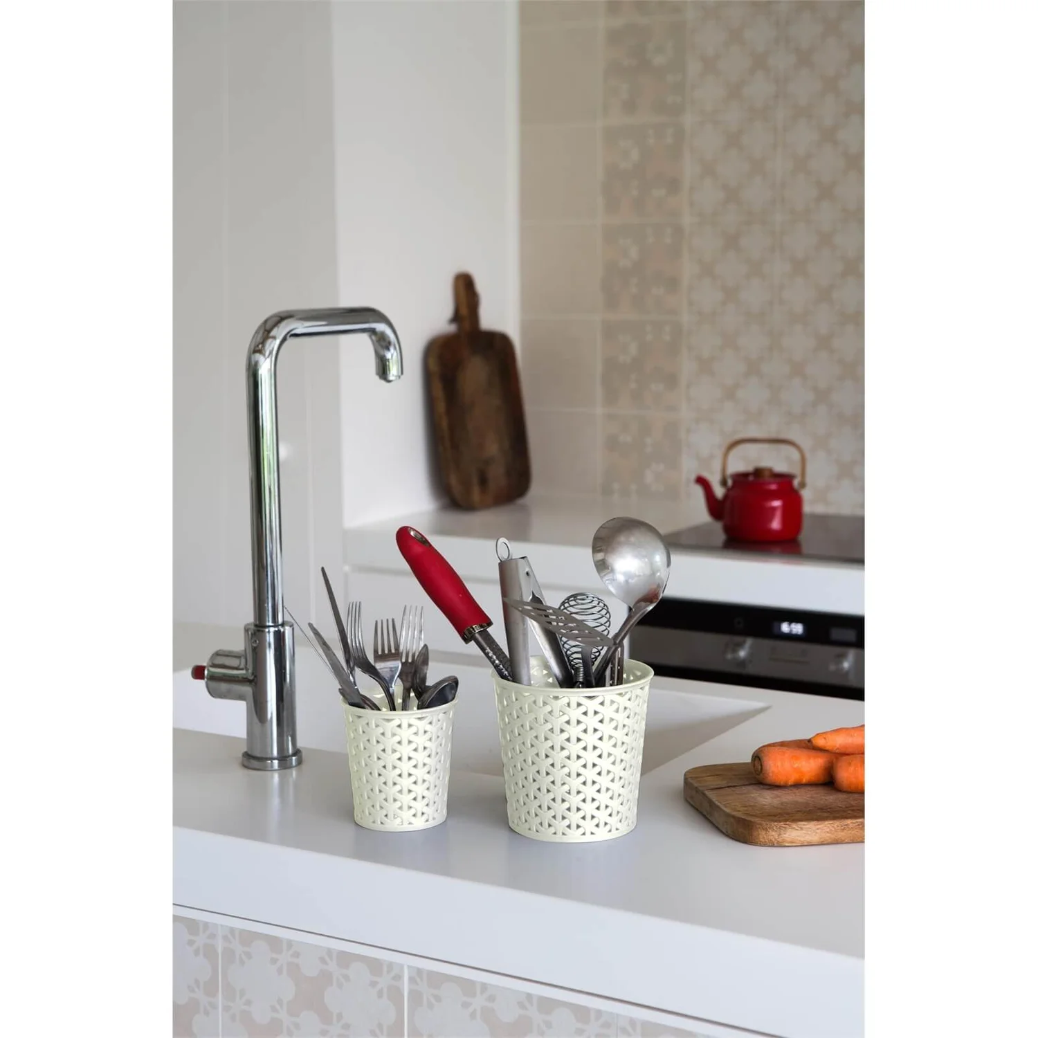 Curver My Style Large Round Plastic Storage Organiser - Vintage White - 1.6L 7 Curver My Style Large Round Plastic Storage Organiser - Vintage White - 1.6L - Image 5