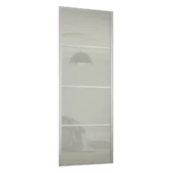 Ellipse Sliding Wardrobe Door 4 Panel Arctic White Glass With Aluminium Frame (W)762mm