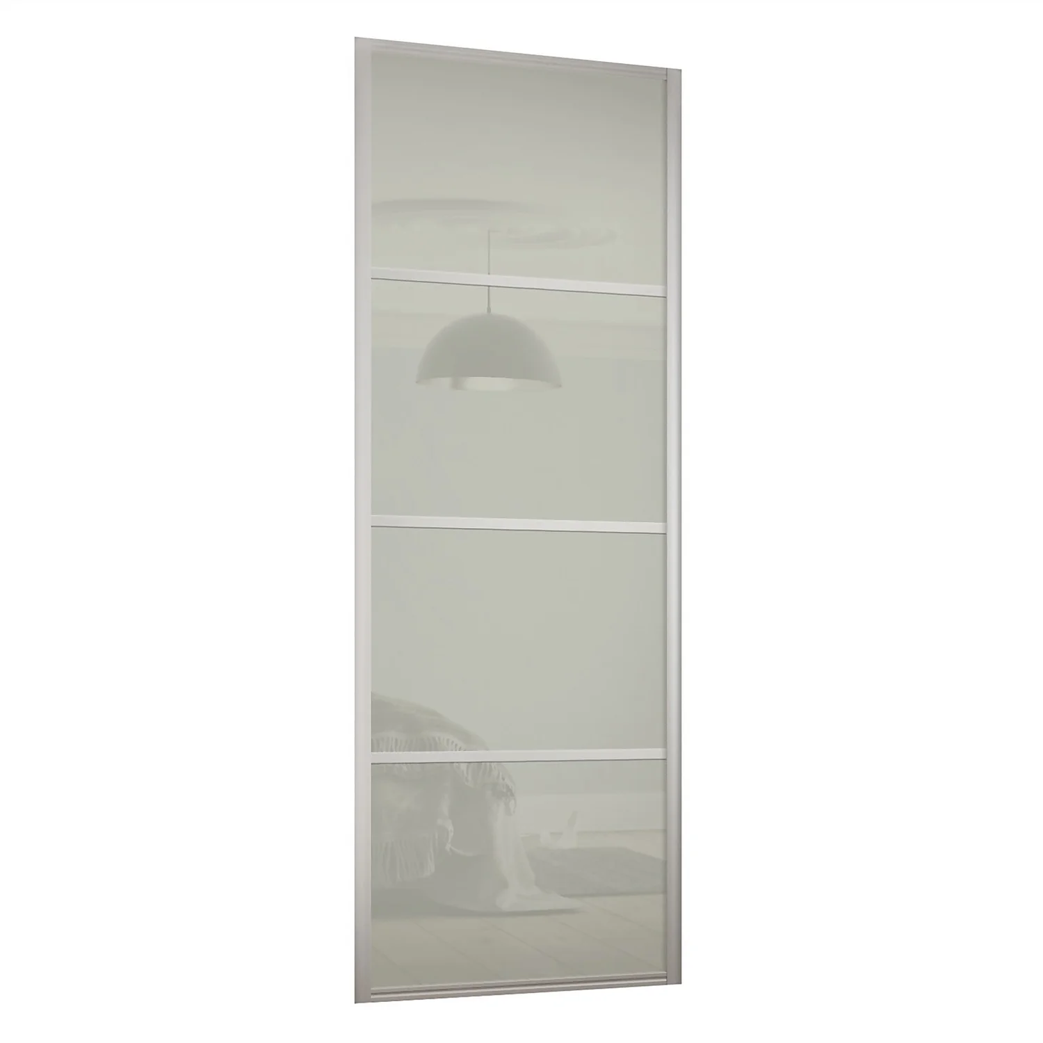 Ellipse Sliding Wardrobe Door 4 Panel Arctic White Glass With Aluminium Frame (W)762mm 3 Ellipse Sliding Wardrobe Door 4 Panel Arctic White Glass With Aluminium Frame (W)762mm