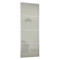 Ellipse Sliding Wardrobe Door 4 Panel Arctic White Glass With Aluminium Frame (W)914mm