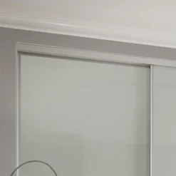 Duo Sliding Wardrobe Door Arctic White Glass With Aluminium Frame (W)762mm -Home Furniture 12807028 3184843069495359
