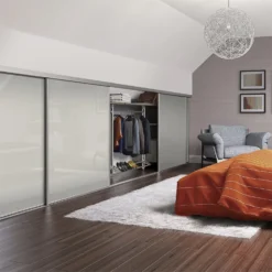 Loft Sliding Wardrobe Door Arctic White Glass With Silver Frame (W)914mm 7 Loft Sliding Wardrobe Door Arctic White Glass With Silver Frame (W)914mm -Home Furniture 12807249 8274843070629419