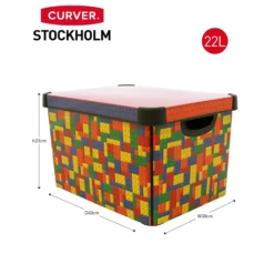 Curver Stockholm Bright Blocks Plastic Deco Storage Box Multi Colour 22L 15 Curver Stockholm Bright Blocks Plastic Deco Storage Box Multi Colour 22L -Home Furniture 12807671 1294833169877121