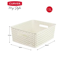 Curver My Style Medium Rectangular Plastic Storage Basket - Vintage White - 13L -Home Furniture 12809476 1834833218868618
