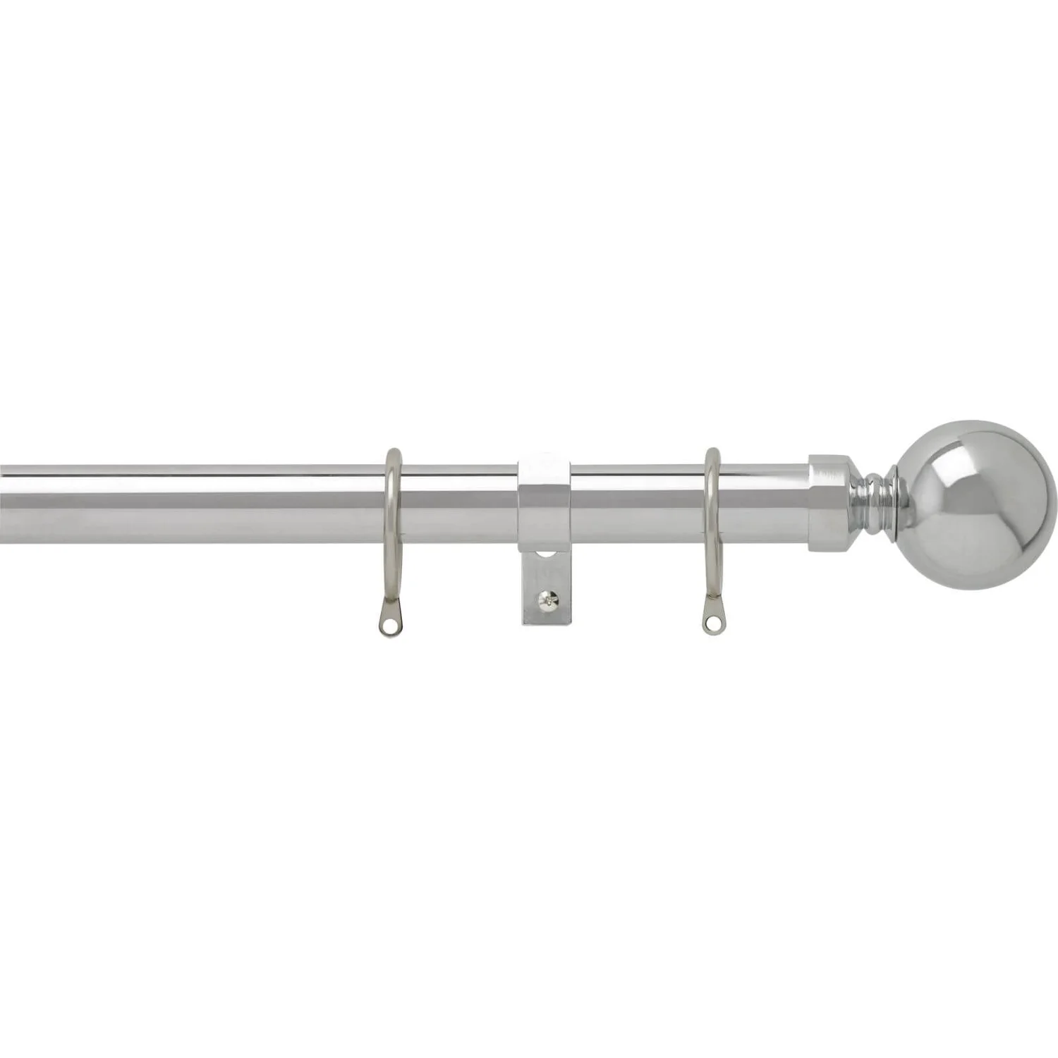 Chrome 28mm Fixed Curtain Pole With Ball 1.8m 3 Chrome 28mm Fixed Curtain Pole With Ball 1.8m