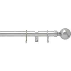 Chrome 28mm Fixed Curtain Pole With Ball 3m