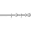 White Wood 28mm Curtain Pole With Ball Finials - 3m