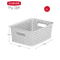 Curver My Style Small Rectangular Plastic Storage Basket - Grey - 4L -Home Furniture 12814407 2044832987097510