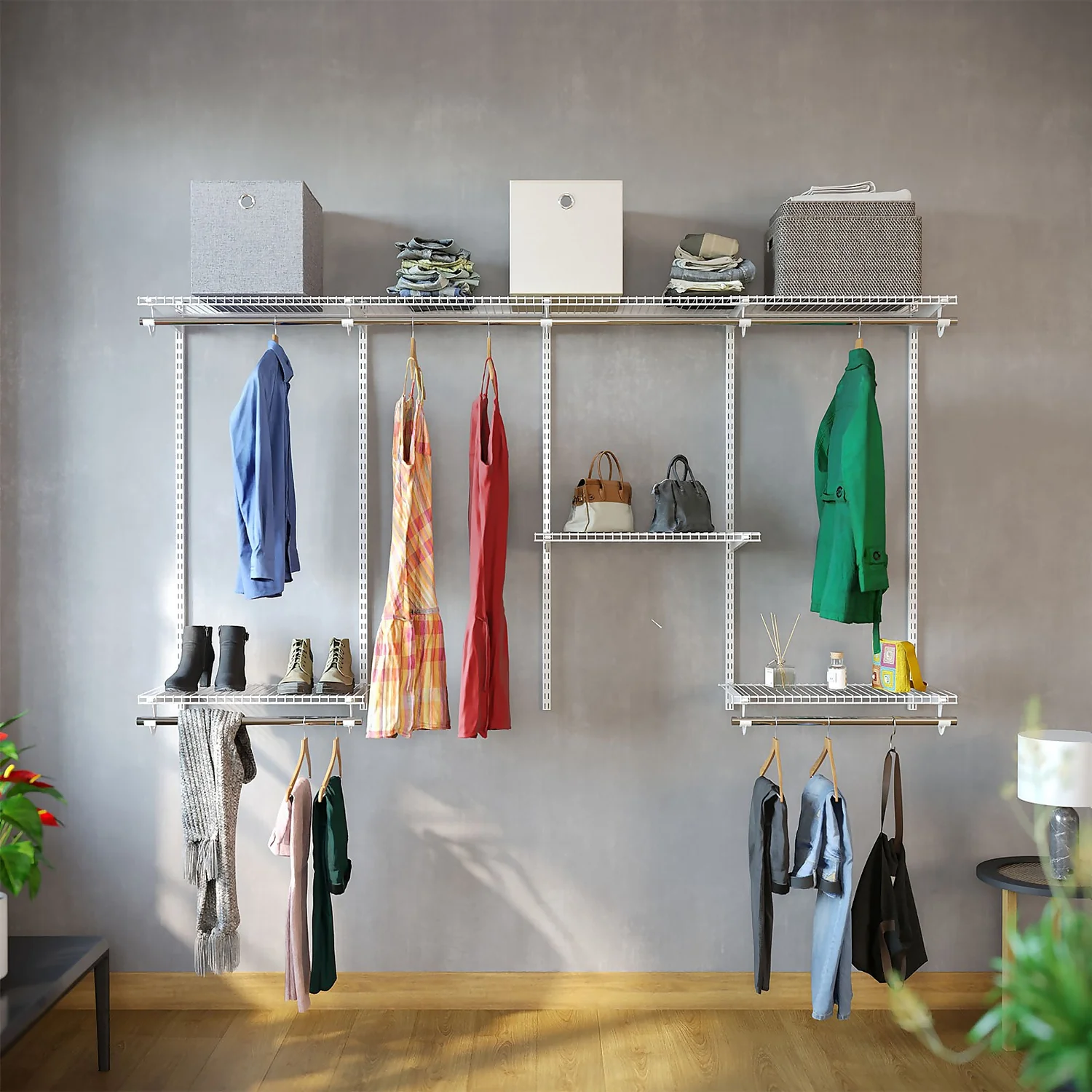 None Wardrobe System Starter Kit - White - 2.4m 4 None Wardrobe System Starter Kit - White - 2.4m - Image 2