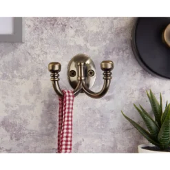 Ball End Double Robe Hook - Antique Brass -Home Furniture 12817507 6374995165387531