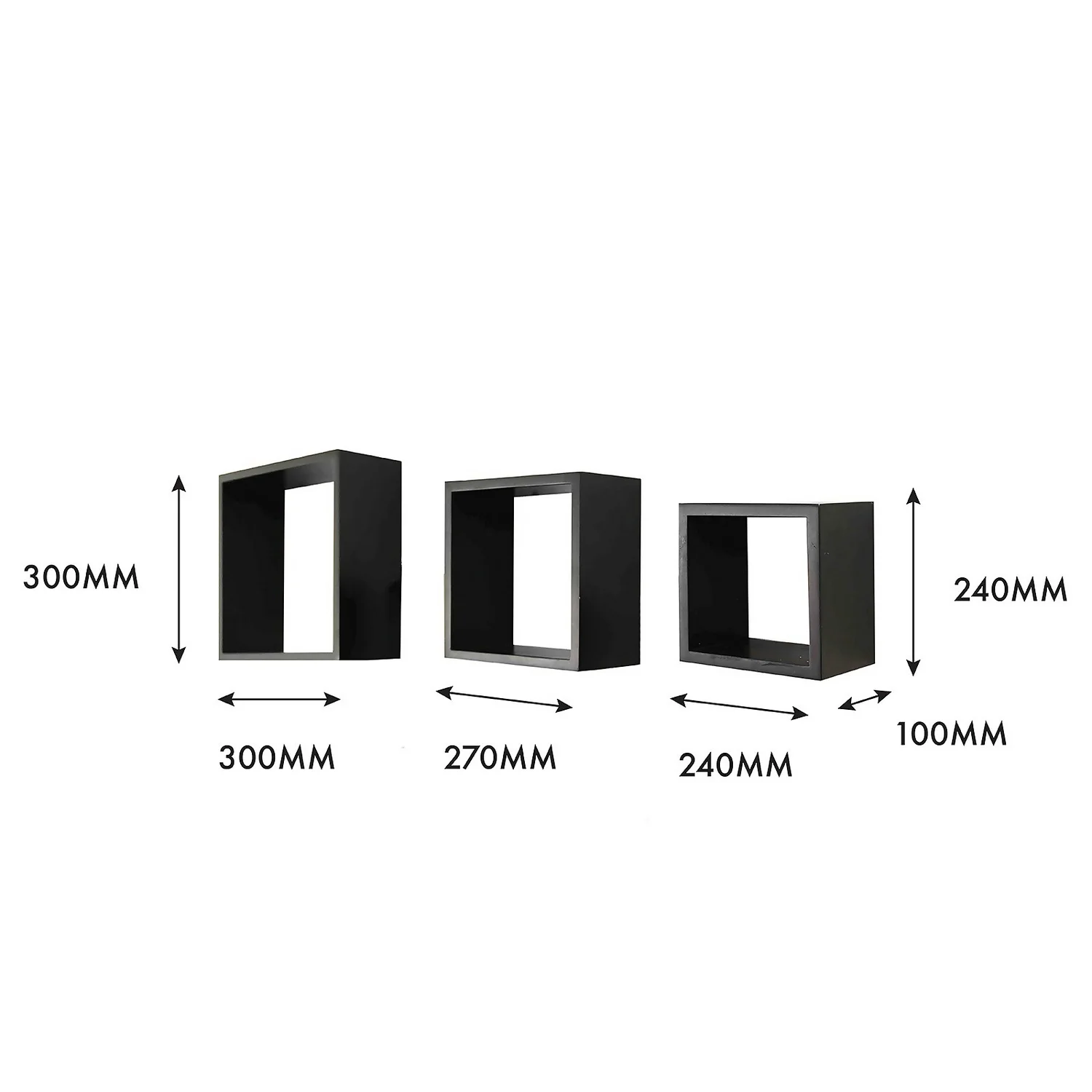 Wall Cubes 3 Pack - Black Matt 5 Wall Cubes 3 Pack - Black Matt - Image 3