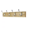 4 Coat Polished Chrome Hooks On Pine Stepped Board -Home Furniture 12821181 5844843364791779