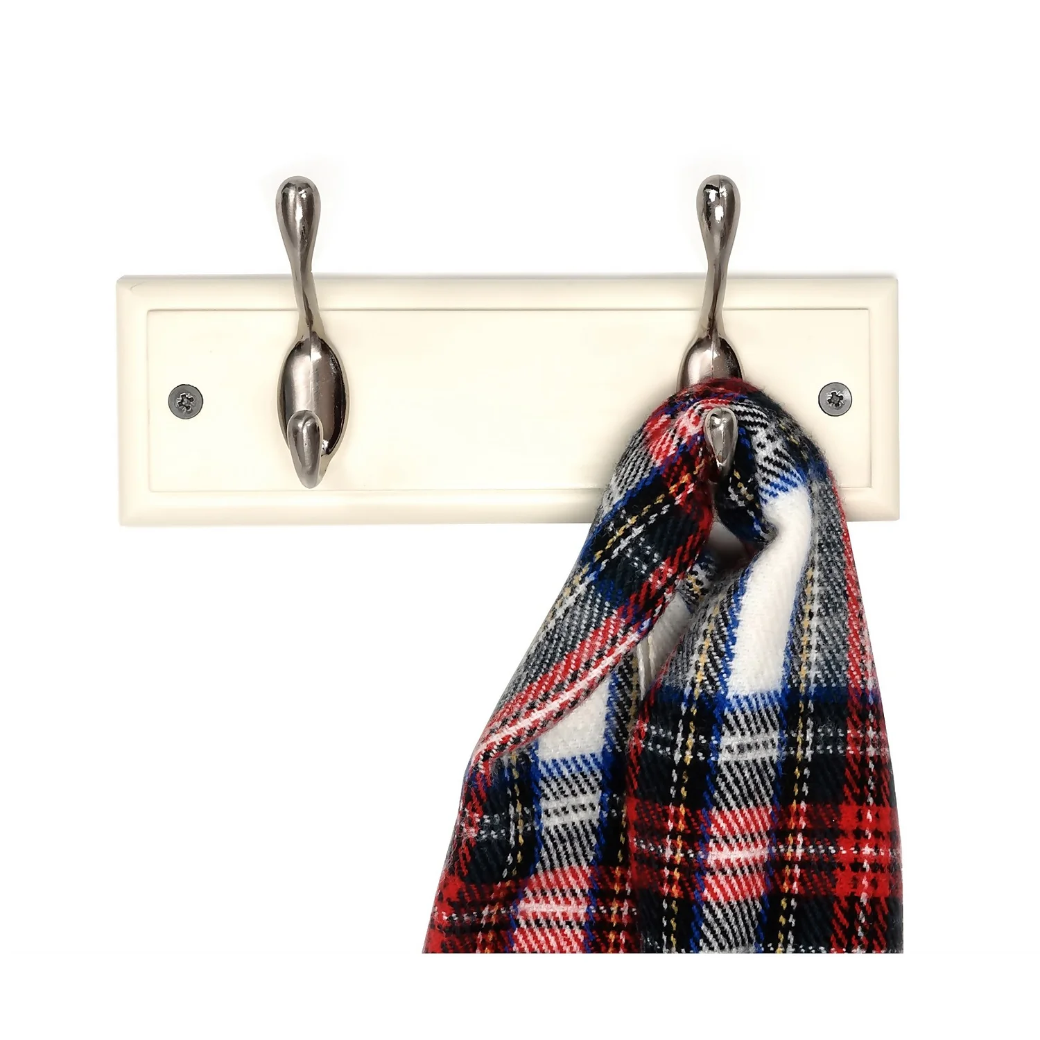 2 Coat Satin Nickel Hooks On Cream Stepped Board 4 2 Coat Satin Nickel Hooks On Cream Stepped Board - Image 2