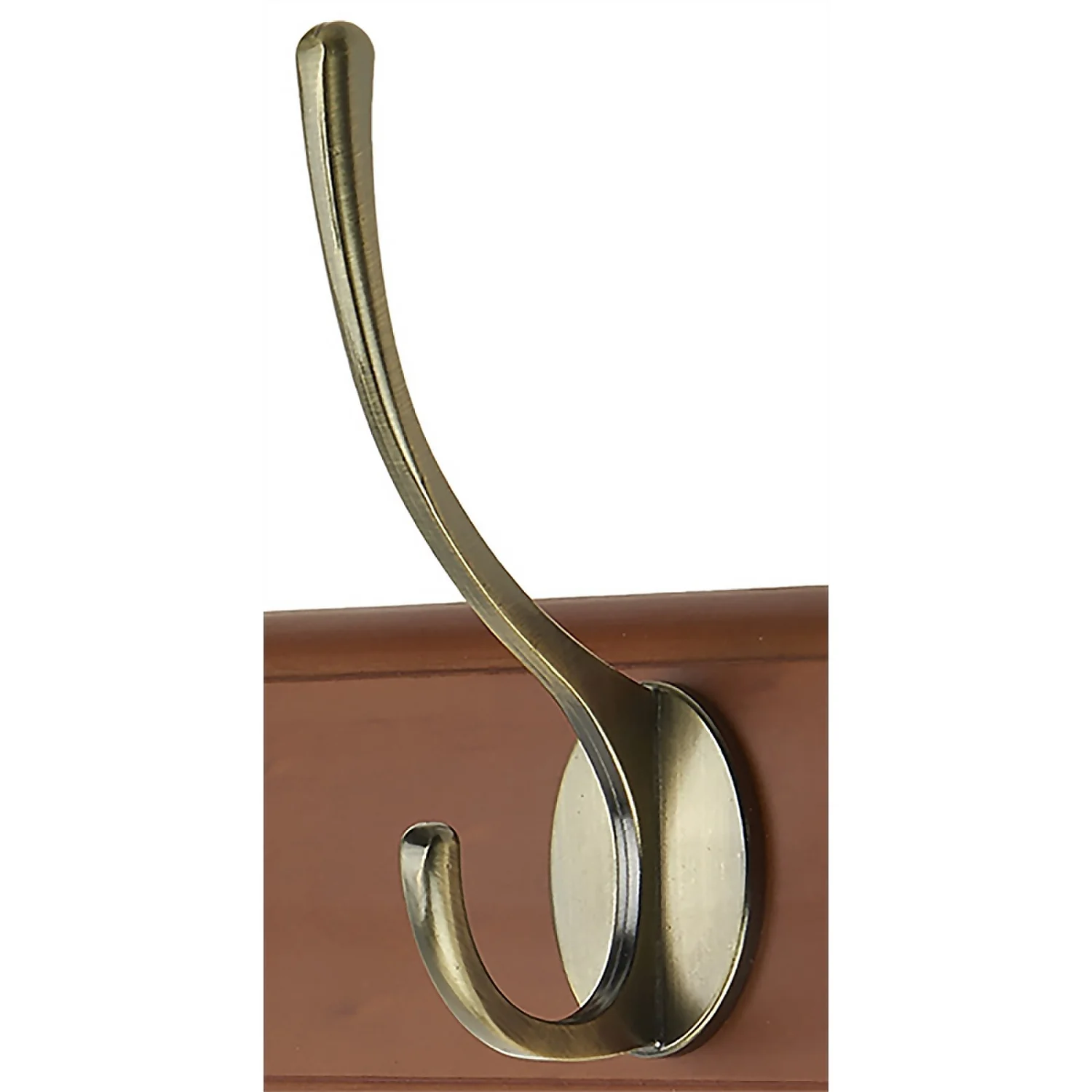 6 Victorian Antiqued Brass Hooks On Oak Stepped Board 5 6 Victorian Antiqued Brass Hooks On Oak Stepped Board - Image 3