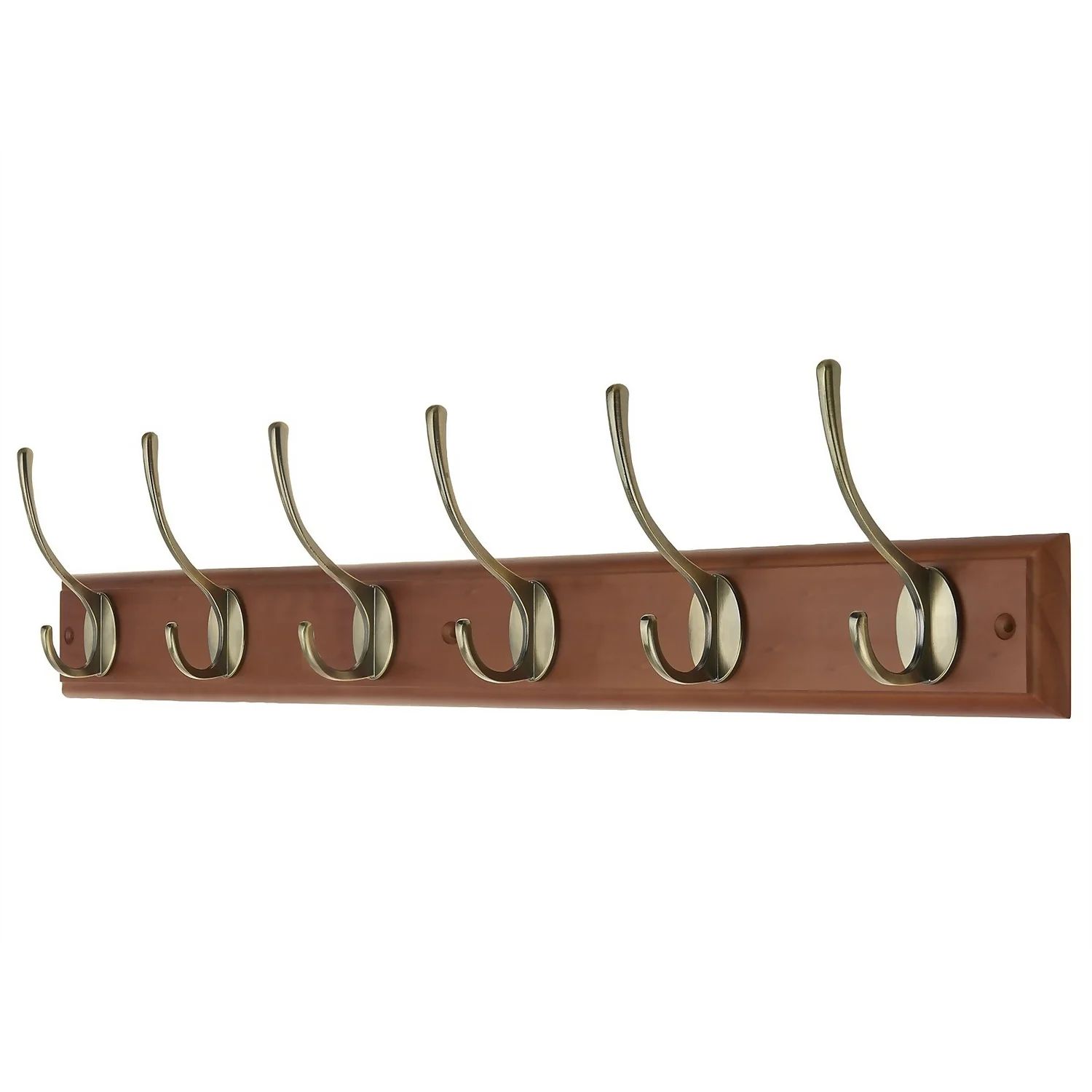 6 Victorian Antiqued Brass Hooks On Oak Stepped Board 3 6 Victorian Antiqued Brass Hooks On Oak Stepped Board