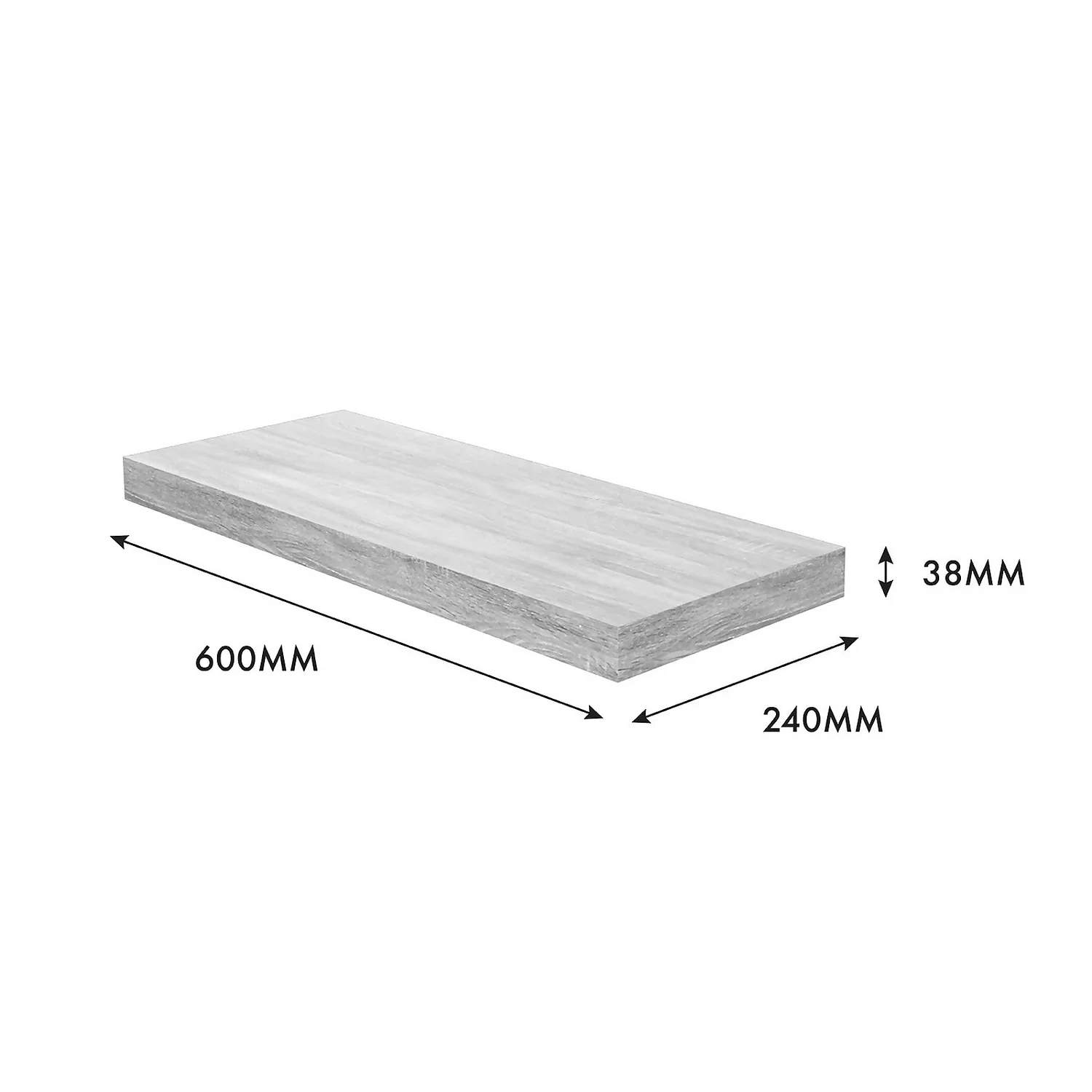 Floating Shelf - Grey Oak - 600 X 240 X 38mm 7 Floating Shelf - Grey Oak - 600 X 240 X 38mm - Image 5