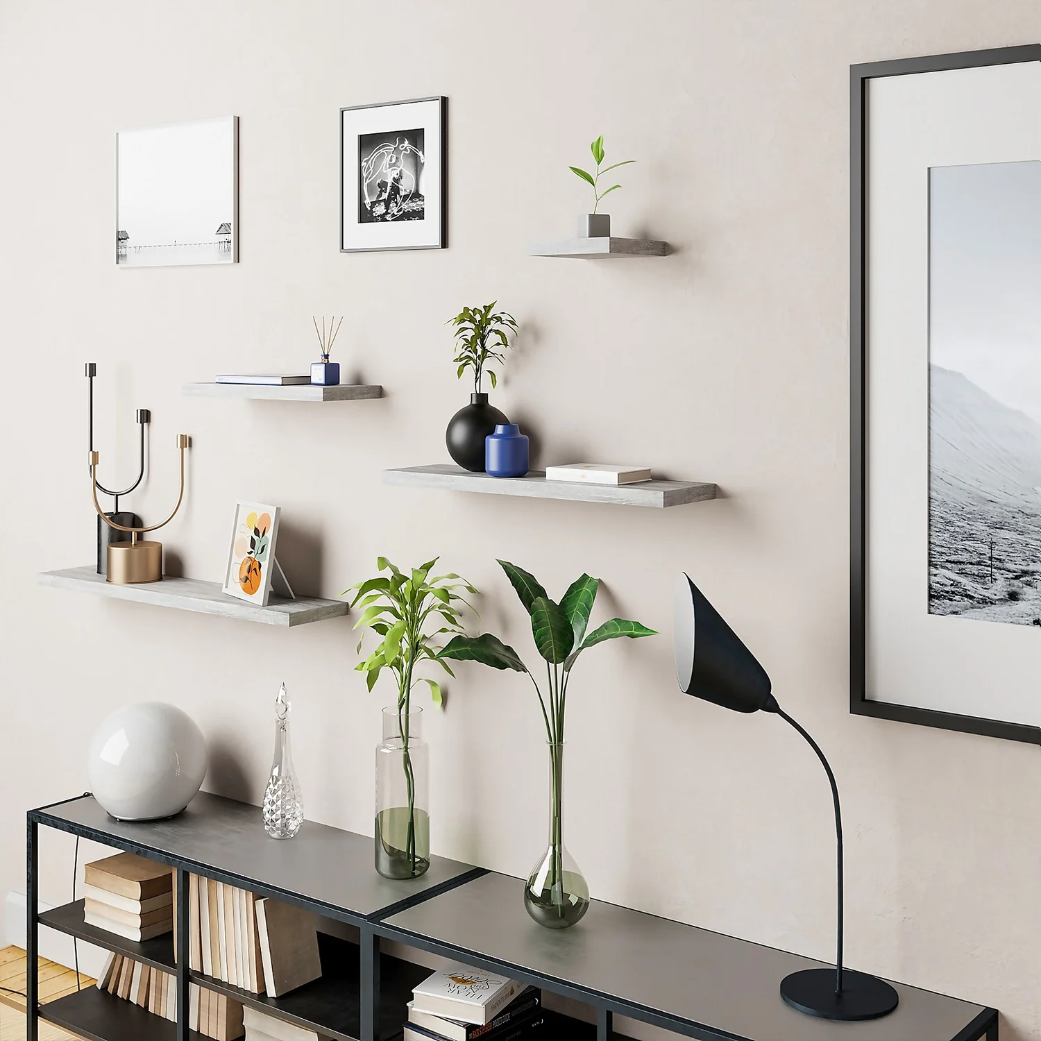 Floating Shelf - Grey Oak - 600 X 240 X 38mm 5 Floating Shelf - Grey Oak - 600 X 240 X 38mm - Image 3