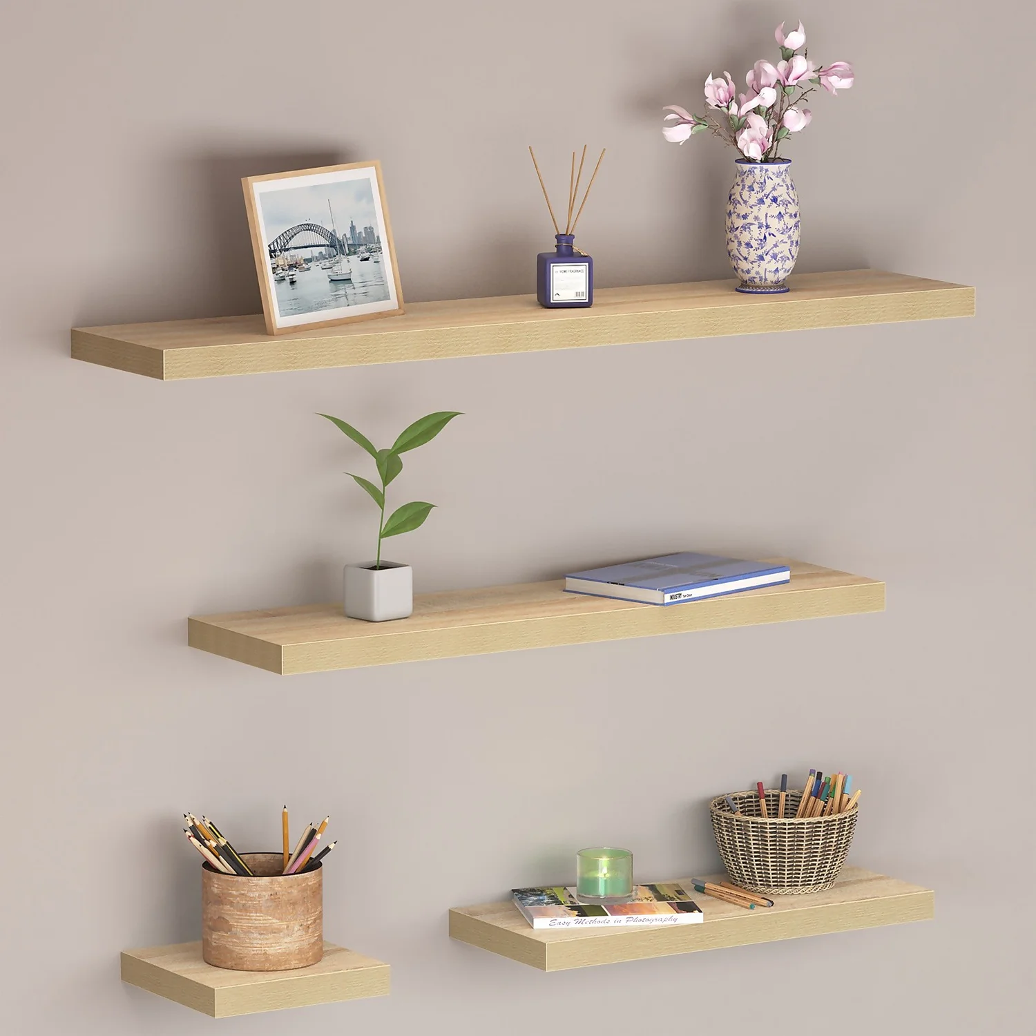 Floating Shelf - Sanoma Oak - 900 X 240 X 38mm 4 Floating Shelf - Sanoma Oak - 900 X 240 X 38mm - Image 2