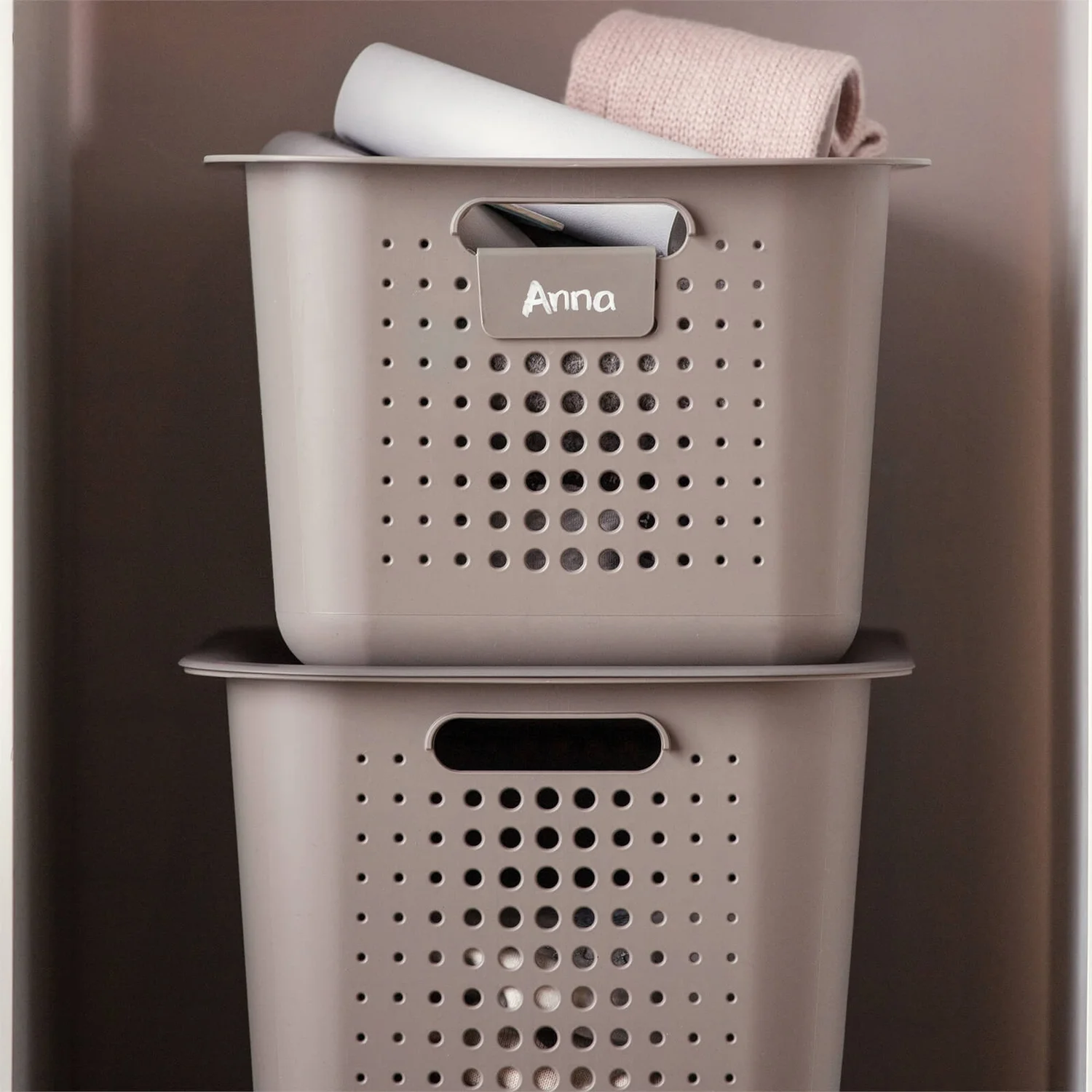 2 Pack Smartstore Wardrobe Basket Tag - Taupe 4 2 Pack Smartstore Wardrobe Basket Tag - Taupe - Image 2