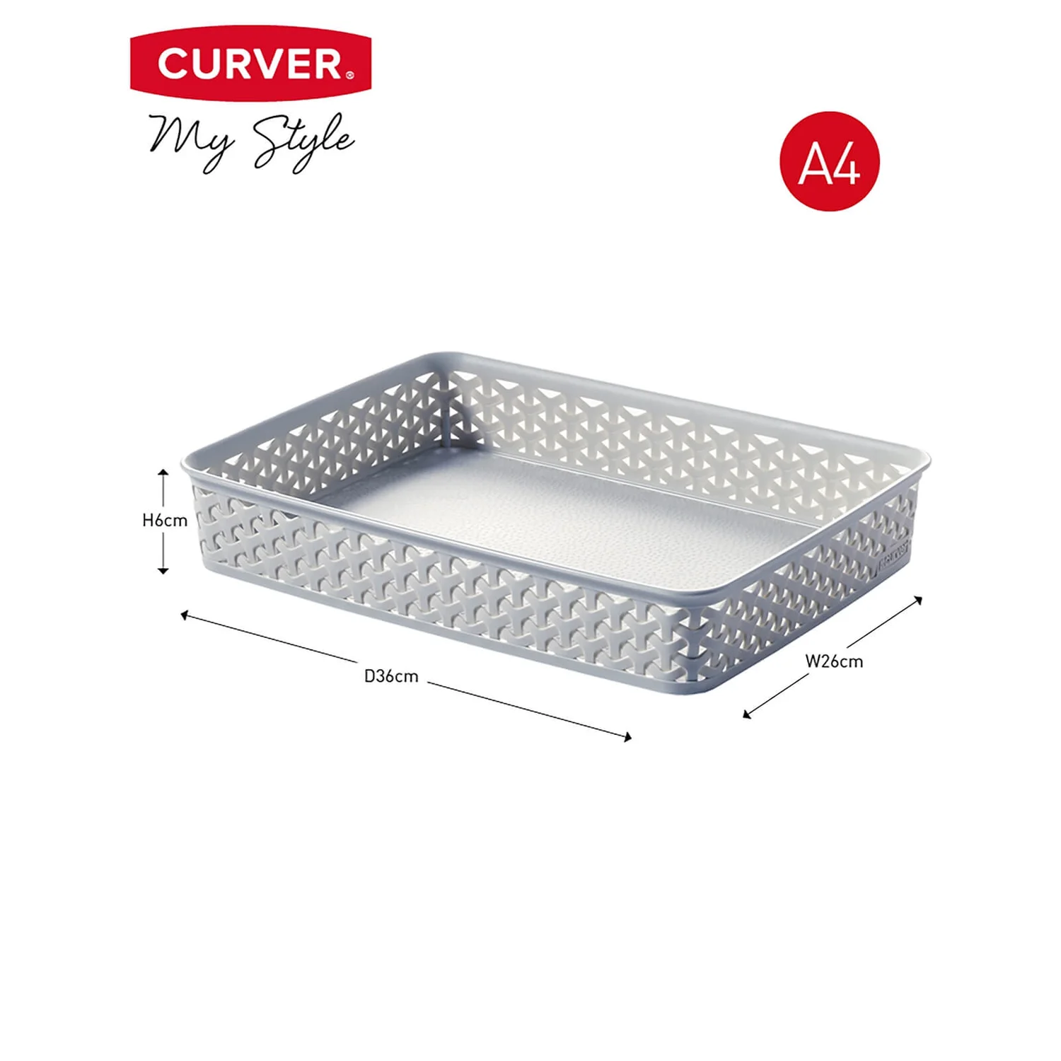 Curver My Style A4 Rectangular Plastic Storage Organiser - Grey 5 Curver My Style A4 Rectangular Plastic Storage Organiser - Grey - Image 3
