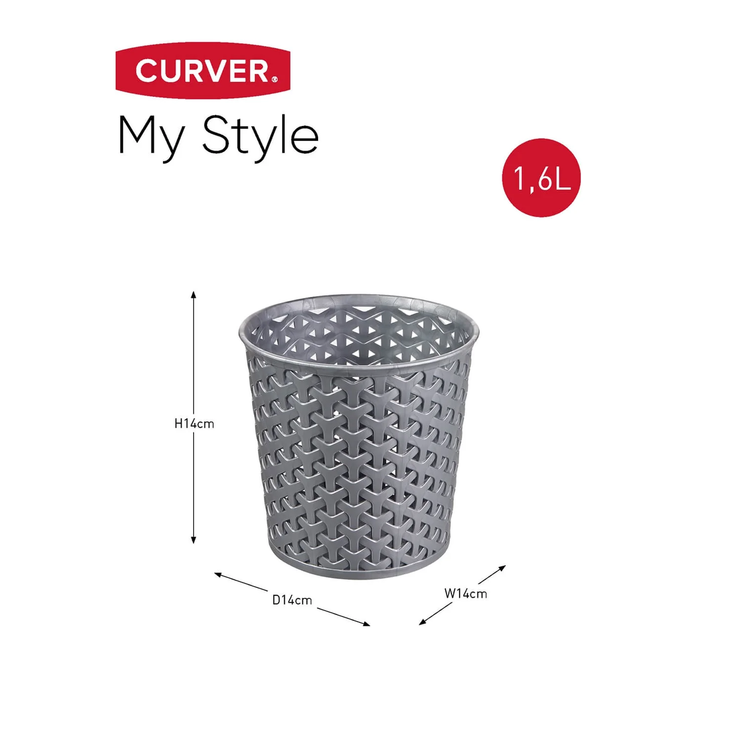 Curver My Style Large 1.6L Round Plastic Storage Organiser - Grey 8 Curver My Style Large 1.6L Round Plastic Storage Organiser - Grey - Image 7