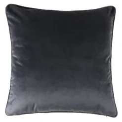 None Large Plain Velvet Cushion - Dark Grey - 58x58cm