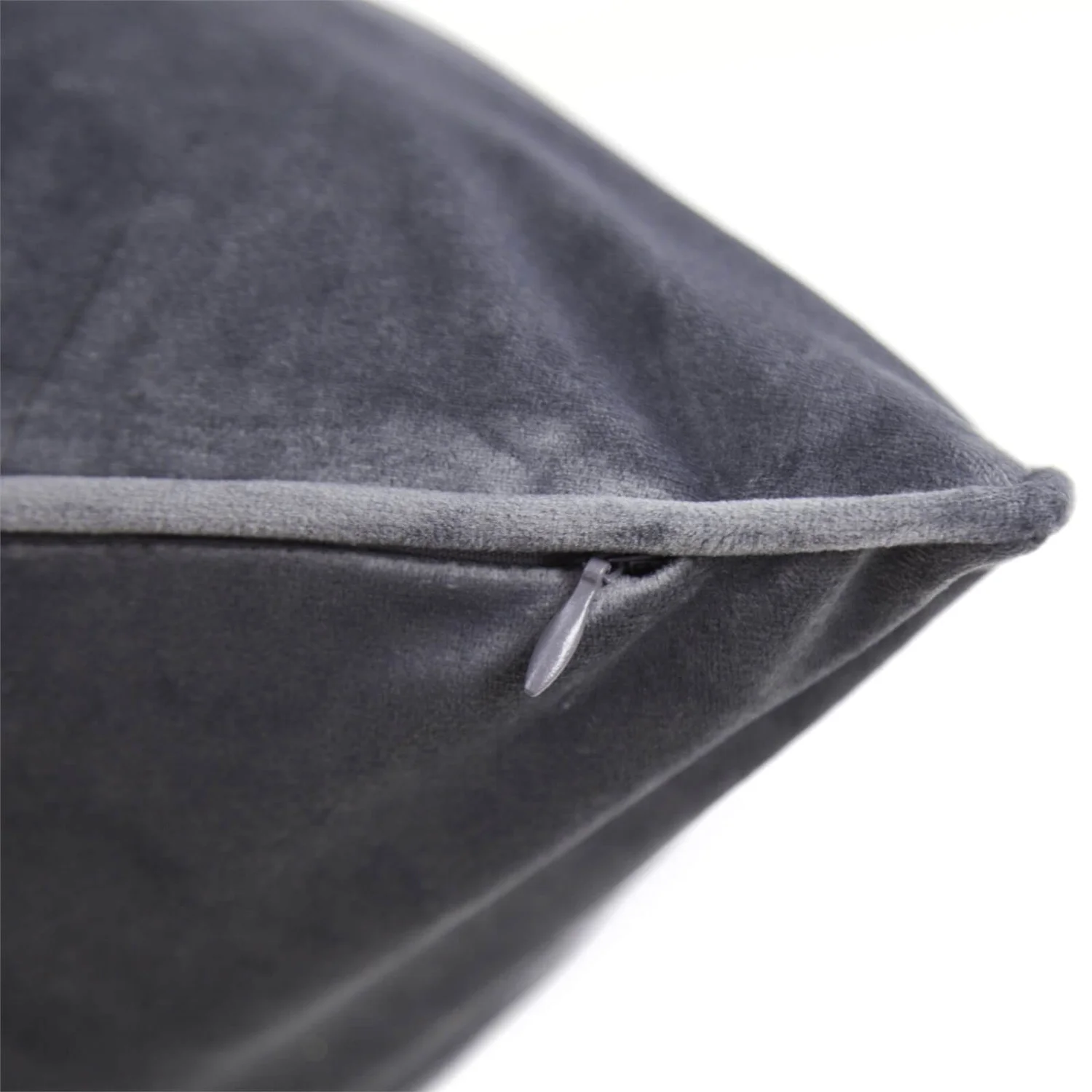 None Large Plain Velvet Cushion - Dark Grey - 58x58cm 6 None Large Plain Velvet Cushion - Dark Grey - 58x58cm - Image 4