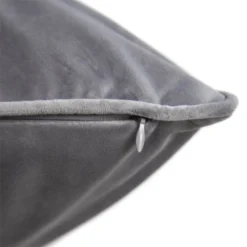 None Large Plain Velvet Cushion - Light Grey - 58x58cm 10 None Large Plain Velvet Cushion - Light Grey - 58x58cm -Home Furniture 12827086 1584832958649827