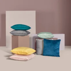 None Large Plain Velvet Cushion - Light Grey - 58x58cm 8 None Large Plain Velvet Cushion - Light Grey - 58x58cm -Home Furniture 12827086 4044940782138893