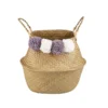 Seagrass Foldable Basket With Pom Poms -Home Furniture 12829059 3684831918700535