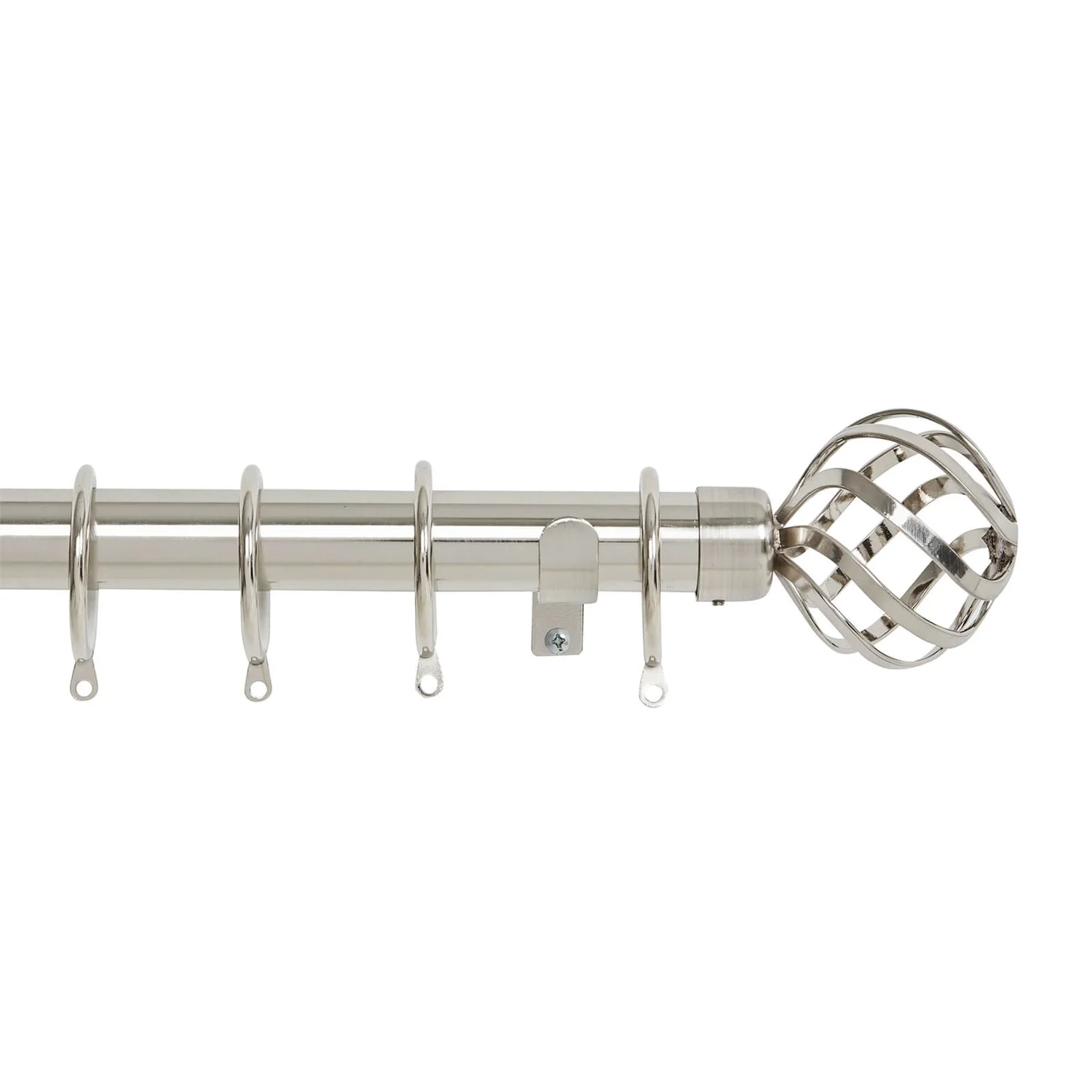 Harrison Drape Ball Cage Finial Curtain Pole - Satin Steel - 2.4m (28mm) 3 Harrison Drape Ball Cage Finial Curtain Pole - Satin Steel - 2.4m (28mm)