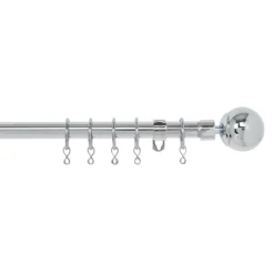 Extendable Ball Finial Curtain Pole - Chrome - 1.2-2.1m (16/19mm)