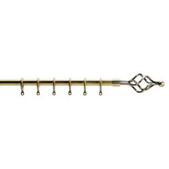 Extendable Cage Finial Curtain Pole - Antique Brass - 1.2-2.1m (16/19mm)