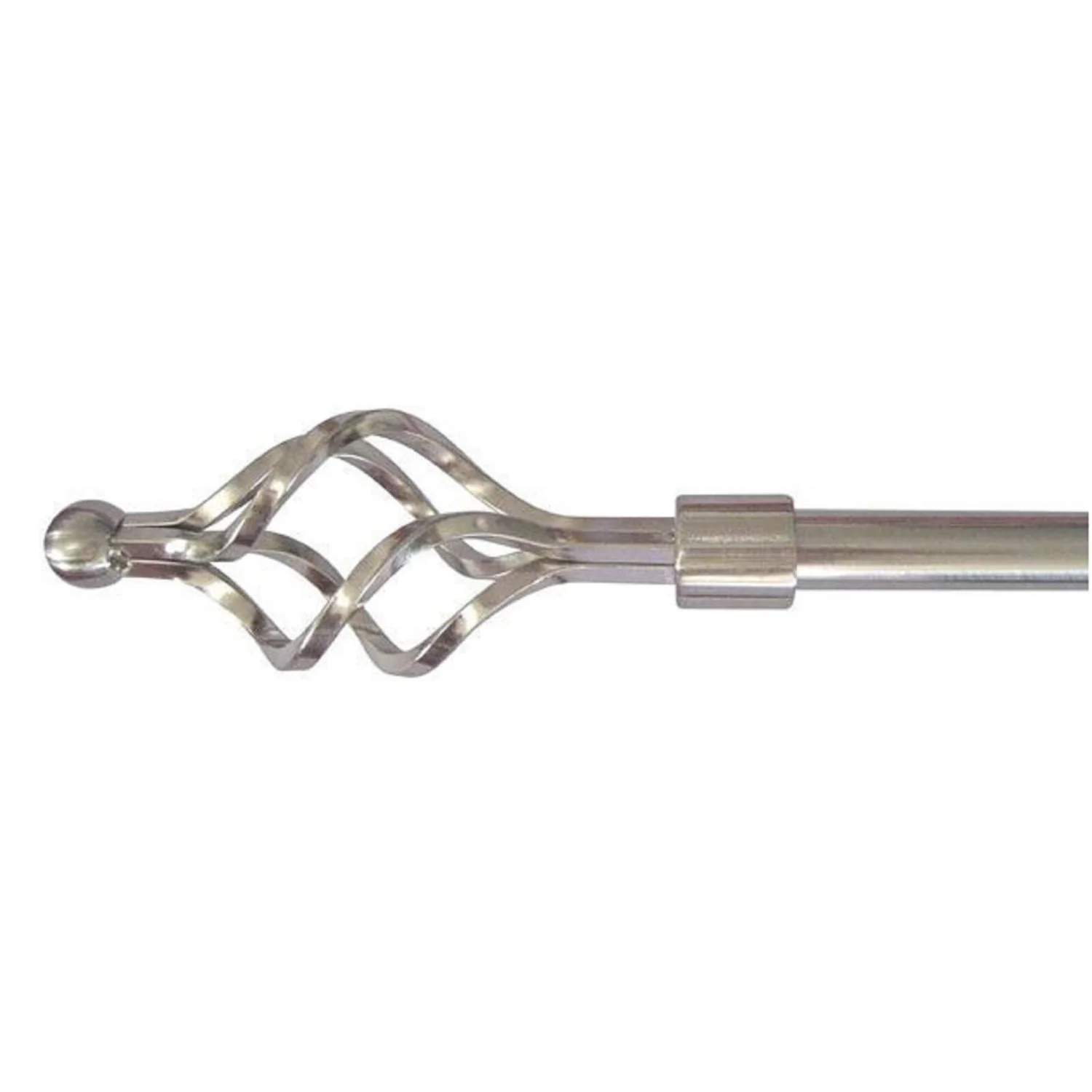 Extendable Cage Finial Curtain Pole - Satin Steel - 1.2-2.1m (16/19mm) 3 Extendable Cage Finial Curtain Pole - Satin Steel - 1.2-2.1m (16/19mm)