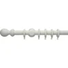 White Wooden Curtain Pole & Ball Finial - 2.4m -Home Furniture 12834694 2024831916811645