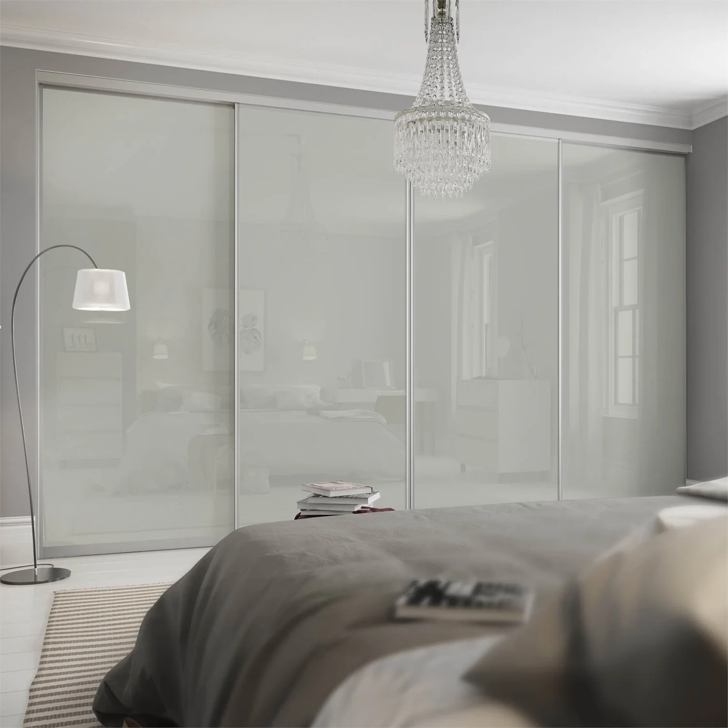 Duo Sliding Wardrobe Door Bronze Mirror /Arctic White Glass With Aluminium Frame (W)610mm 5 Duo Sliding Wardrobe Door Bronze Mirror /Arctic White Glass With Aluminium Frame (W)610mm - Image 3