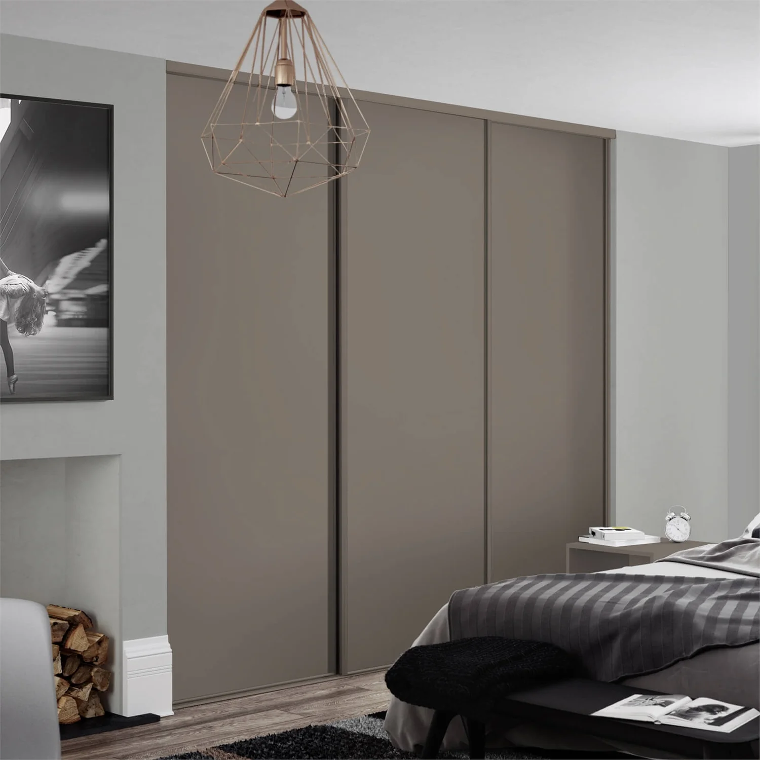Classic 3 Door Sliding Wardrobe Kit Stone Grey Panel (W)2216 X (H)2260mm 4 Classic 3 Door Sliding Wardrobe Kit Stone Grey Panel (W)2216 X (H)2260mm - Image 2