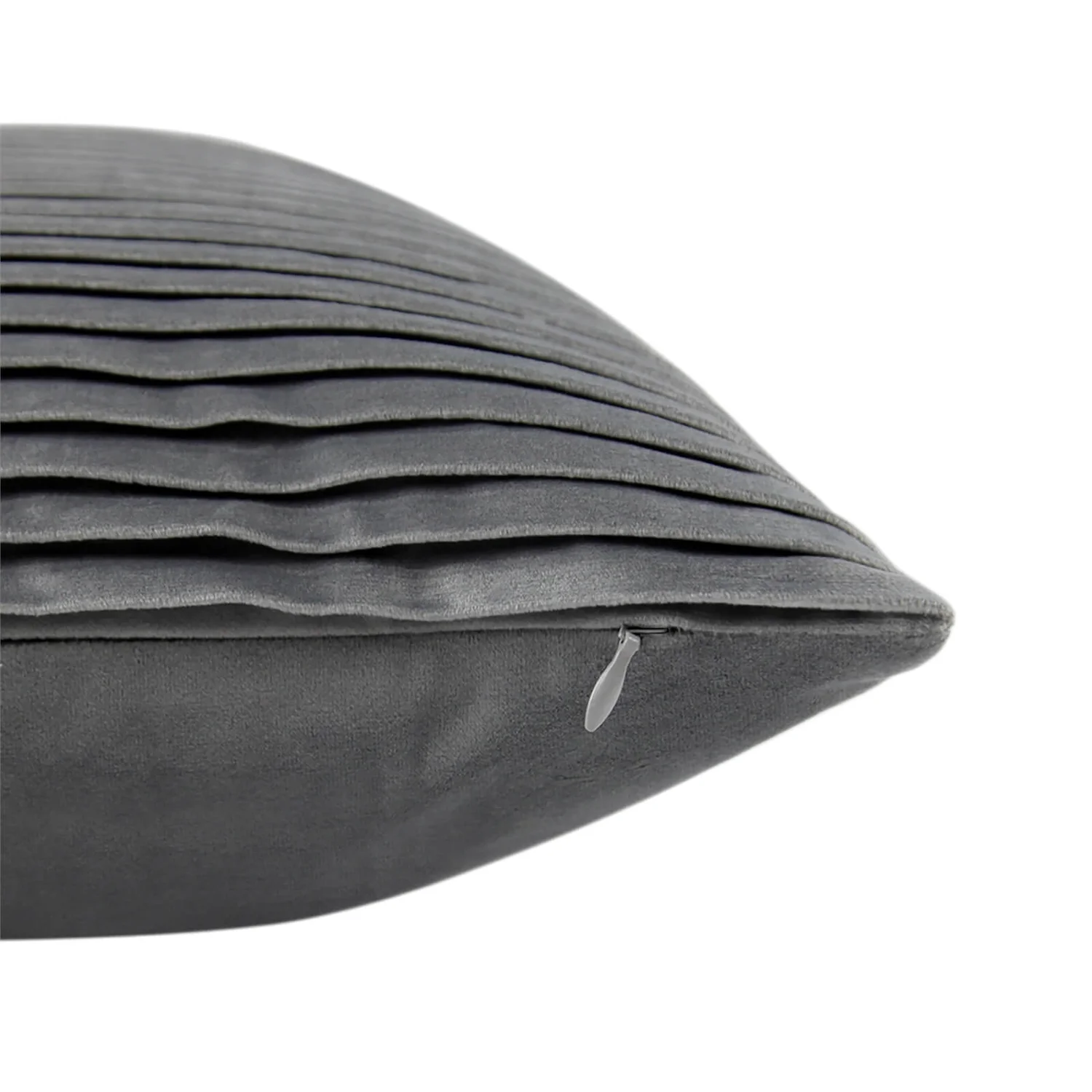 None Folded Velvet Cushion - Grey 5 None Folded Velvet Cushion - Grey - Image 3