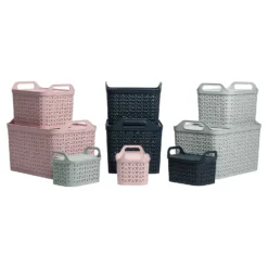 Small Urban Storage Basket With Lid - Graphite -Home Furniture 12837349 3344960190120604
