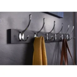 6 Victorian Chrome Hooks On Black Bloc Board -Home Furniture 12839305 2694845858895059