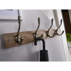 4 Deco Antique Brass Hook On Light Rustic Board 8 4 Deco Antique Brass Hook On Light Rustic Board -Home Furniture 12839311 5884845859155042