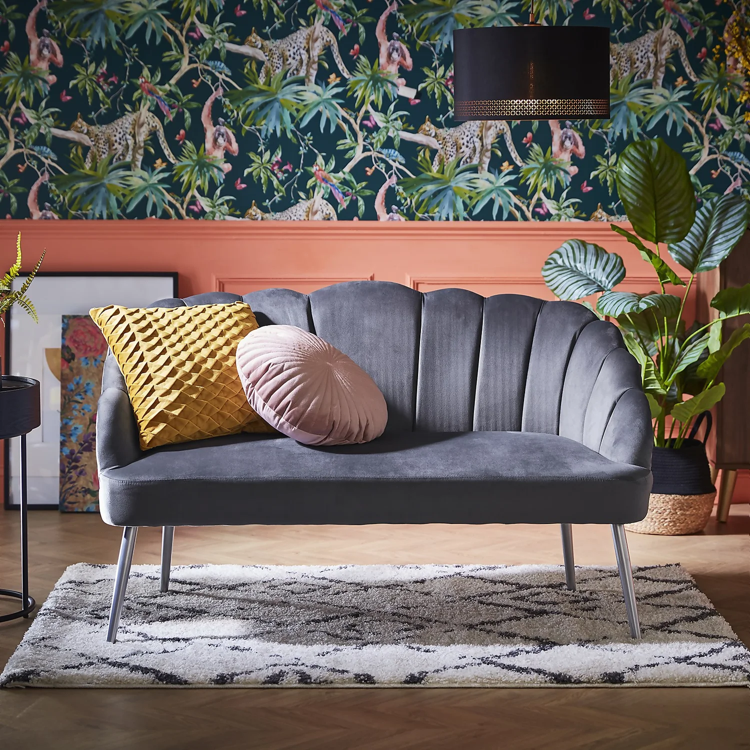 Sophia Scallop Occasional Sofa - Grey 4 Sophia Scallop Occasional Sofa - Grey - Image 2