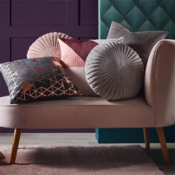 None Round Velvet Cushion - Grey - 45cm -Home Furniture 12842179 2064832975205786