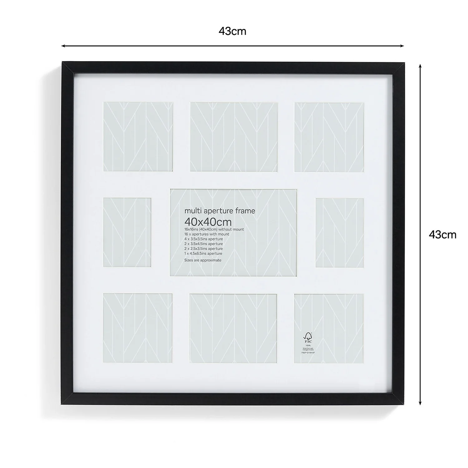 Box Photo Frame Multi Aperture - 40x40cm - Black 7 Box Photo Frame Multi Aperture - 40x40cm - Black - Image 5