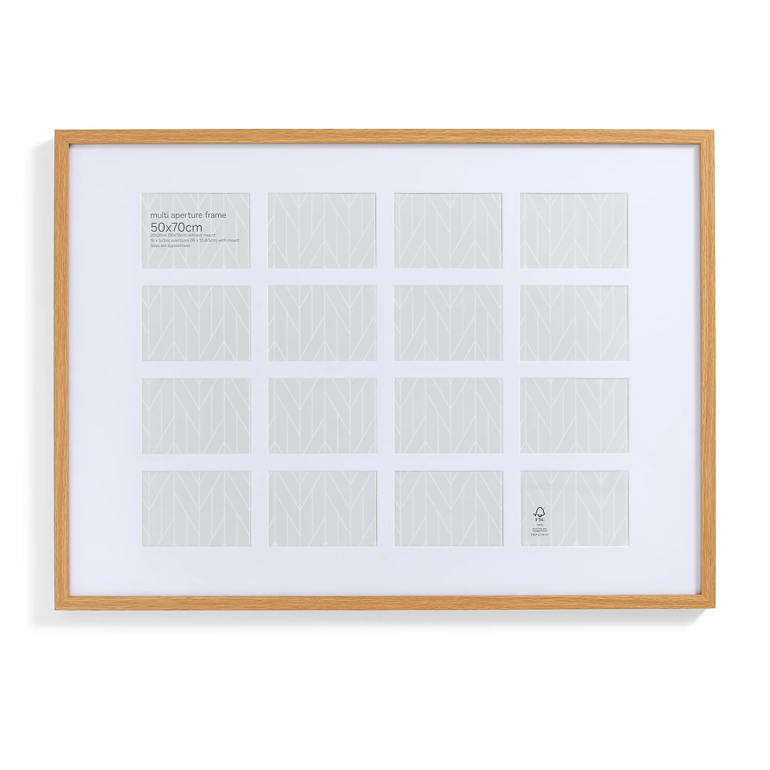 Box Photo Frame Multi Aperture - 50x70cm - Oak 6 Box Photo Frame Multi Aperture - 50x70cm - Oak - Image 4