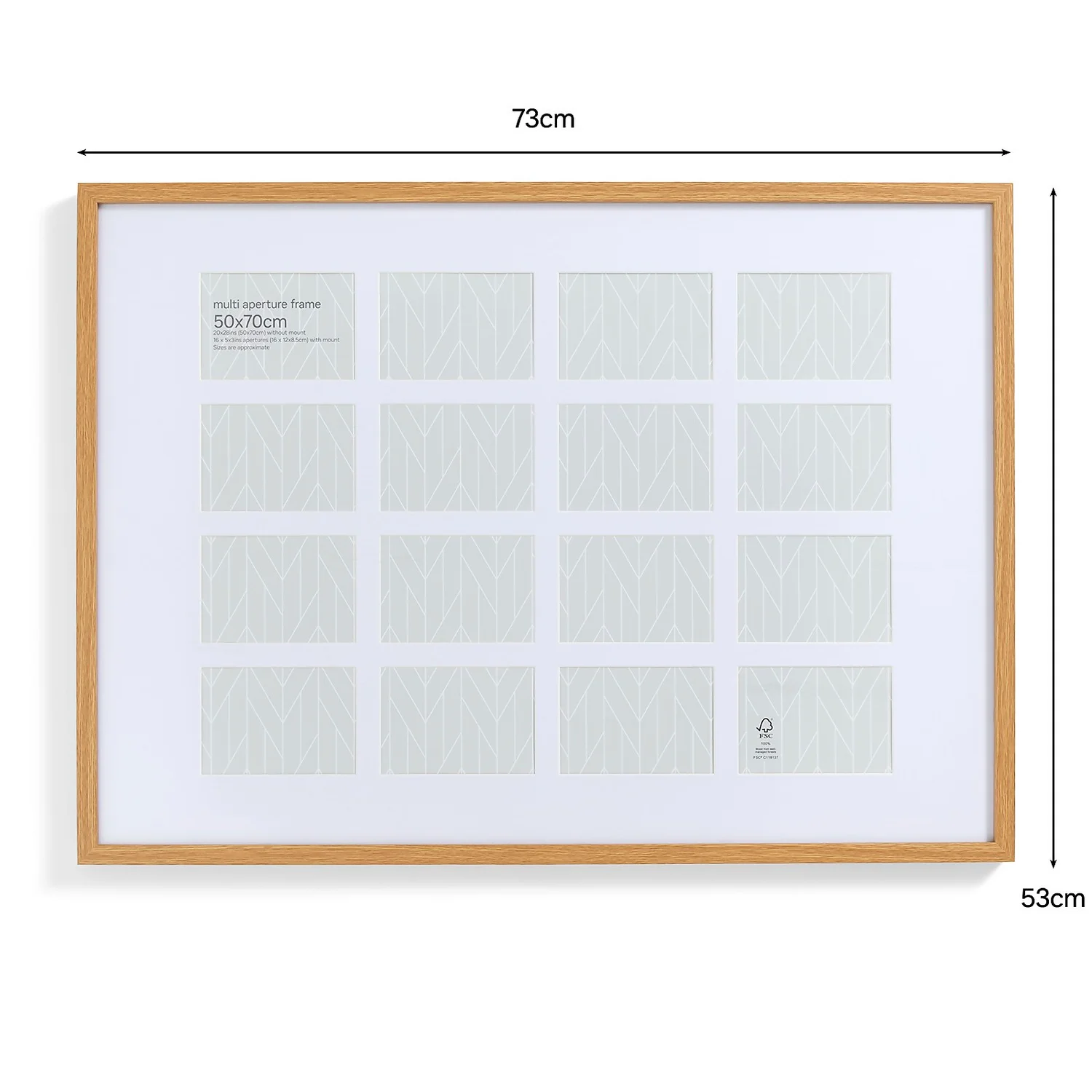 Box Photo Frame Multi Aperture - 50x70cm - Oak 4 Box Photo Frame Multi Aperture - 50x70cm - Oak - Image 2