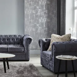 Chesterfield Crushed Velvet Armchair - Petrol Blue -Home Furniture 12882324 3804843612869357