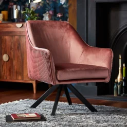 Pia Pleat Swivel Chair - Rose -Home Furniture 12882869 1014887373293957